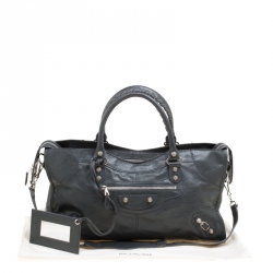 Pre Owned Balenciaga Anthracite Leather RH Part Time Top Handle Bag