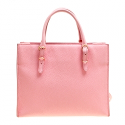 مملوكة مسبقًا Balenciaga Pink Leather Mini Metallic Papier A4 Top Handle Bag