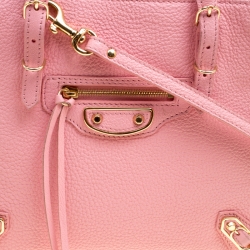 مملوكة مسبقًا Balenciaga Pink Leather Mini Metallic Papier A4 Top Handle Bag