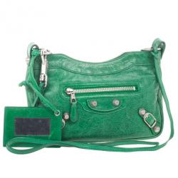 Pre Owned Balenciaga Green Lambskin Giant 12 Hip