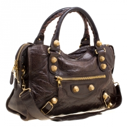 Pre Owned Balenciaga Charbon Leather GGH Classic City Tote