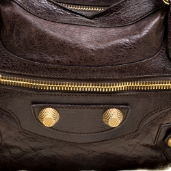 Pre Owned Balenciaga Charbon Leather GGH Classic City Tote