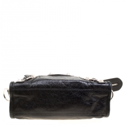 Pre Owned Balenciaga Black Leather Silver Hardware Mini City Bag 