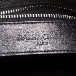Pre Owned Balenciaga Black Leather Silver Hardware Mini City Bag 