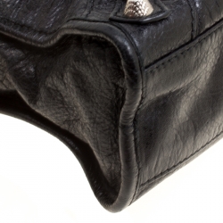 Pre Owned Balenciaga Black Leather Silver Hardware Mini City Bag 