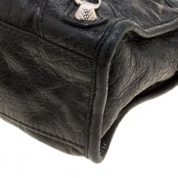 Pre Owned Balenciaga Black Leather Silver Hardware Mini City Bag 