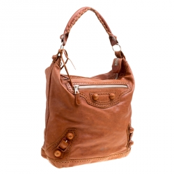 Pre Owned Balenciaga Brown Leather Giant Covered Brogues Day Hobo