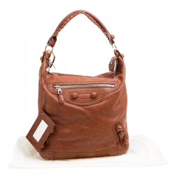 Pre Owned Balenciaga Brown Leather Giant Covered Brogues Day Hobo