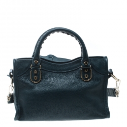 Pre Owned  Balenciaga Bleu Persian Leather Mini Classic Metallic Edge City Bag