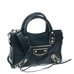 Pre Owned  Balenciaga Bleu Persian Leather Mini Classic Metallic Edge City Bag