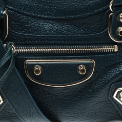 Pre Owned  Balenciaga Bleu Persian Leather Mini Classic Metallic Edge City Bag