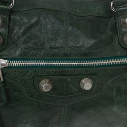 Pre Owned Balenciaga Green Lambskin Giant Work