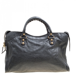 Pre Owned Balenciaga Gris Fossile Leather GH City Bag