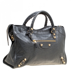 Pre Owned Balenciaga Gris Fossile Leather GH City Bag