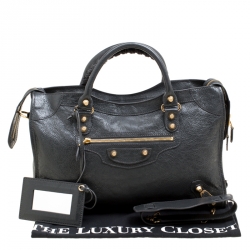 Pre Owned Balenciaga Gris Fossile Leather GH City Bag