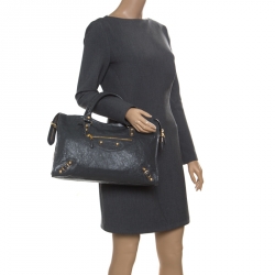 Pre Owned Balenciaga Gris Fossile Leather GH City Bag