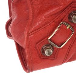 Pre Owned Balenciaga Red Lambskin Giant Part Time