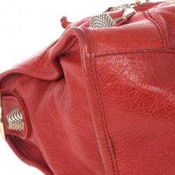 Pre Owned Balenciaga Red Lambskin Giant Part Time
