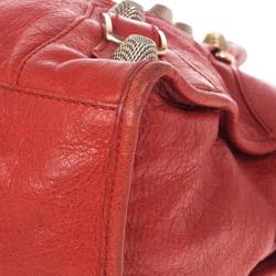 Pre Owned Balenciaga Red Lambskin Giant Part Time