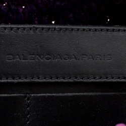 Pre Owned Balenciaga Purple Raffia Woven Panier Basket Bag