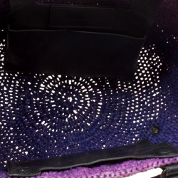 Pre Owned Balenciaga Purple Raffia Woven Panier Basket Bag