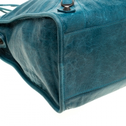 Pre Owned Balenciaga Aquamarine Leather Classic City RH Tote