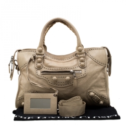 Pre Owned Balenciaga Praline Leather Brogues GCH Classic City Tote 