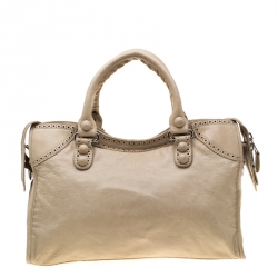 Pre Owned Balenciaga Praline Leather Brogues GCH Classic City Tote 