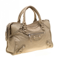 Pre Owned Balenciaga Praline Leather Brogues GCH Classic City Tote 