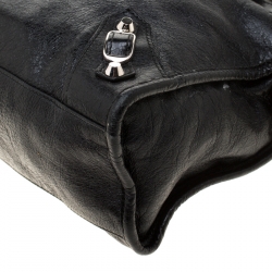 Pre Owned Balenciaga Black Leather City Silver Hardware Top Handle Bag