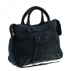 Pre Owned Balenciaga Arctique Suede Baby Daim Velo Tote