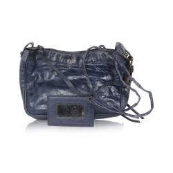Pre Owned Balenciaga Navy Blue Mini City Clutch Bag 