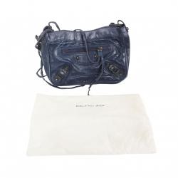 Pre Owned Balenciaga Navy Blue Mini City Clutch Bag 