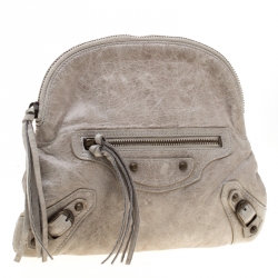 Pre Owned Balenciaga Grey Leather Pouch