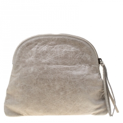 Pre Owned Balenciaga Grey Leather Pouch