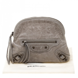 Pre Owned Balenciaga Grey Leather Pouch