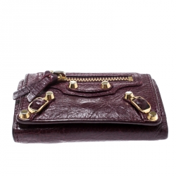 Pre Owned Balenciaga Grenat Leather City Wallet