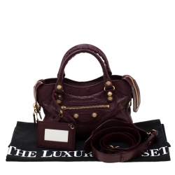 Pre Owned Balenciaga Bordeaux Leather Mini RGH City Bag