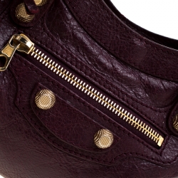 Pre Owned Balenciaga Bordeaux Leather Mini RGH City Bag