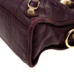 Pre Owned Balenciaga Bordeaux Leather Mini RGH City Bag
