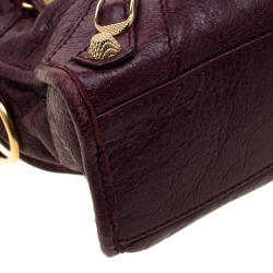 Pre Owned Balenciaga Bordeaux Leather Mini RGH City Bag