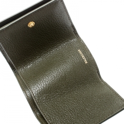 Pre Owned Balenciaga Olive Green Leather Mini Arena Wallet