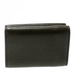 Pre Owned Balenciaga Olive Green Leather Mini Arena Wallet