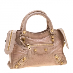 Pre Owned  Balenciaga Beige Leather Mini Classic Edge City Bag