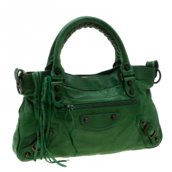 Pre Owned Balenciaga Green Leather RH City Bag 