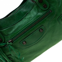 Pre Owned Balenciaga Green Leather RH City Bag 