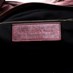 Balenciaga Red Leather Motocross Classic Bowling Bag
