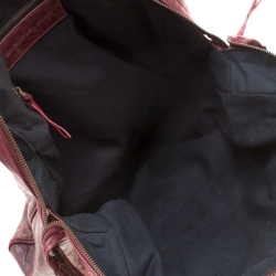 Balenciaga Red Leather Motocross Classic Bowling Bag