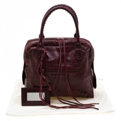 Balenciaga Red Leather Motocross Classic Bowling Bag