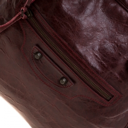 Balenciaga Red Leather Motocross Classic Bowling Bag